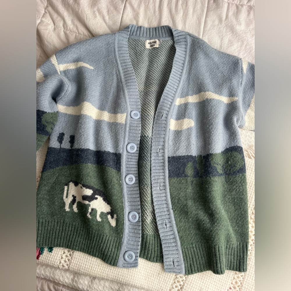 Aelfric Eden Blue and Green Knit Cardigan